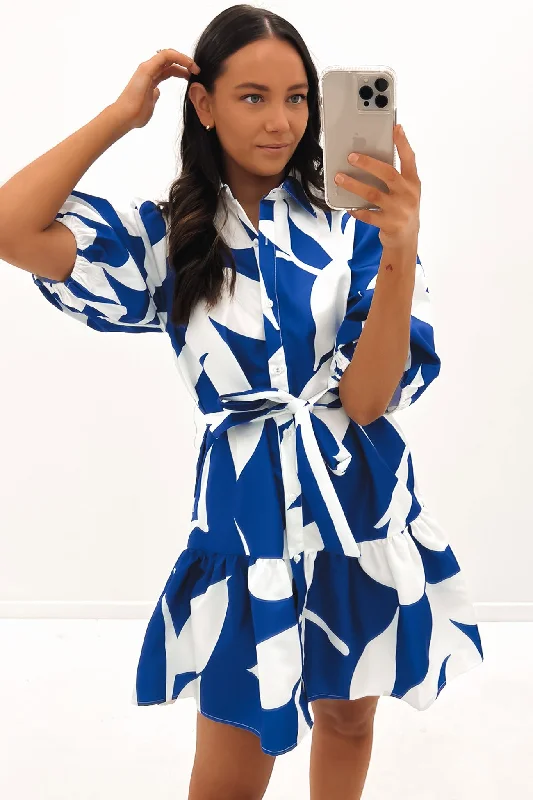 Georgi Mini Dress Cobalt Swirl Cozy Jersey Mini Dress