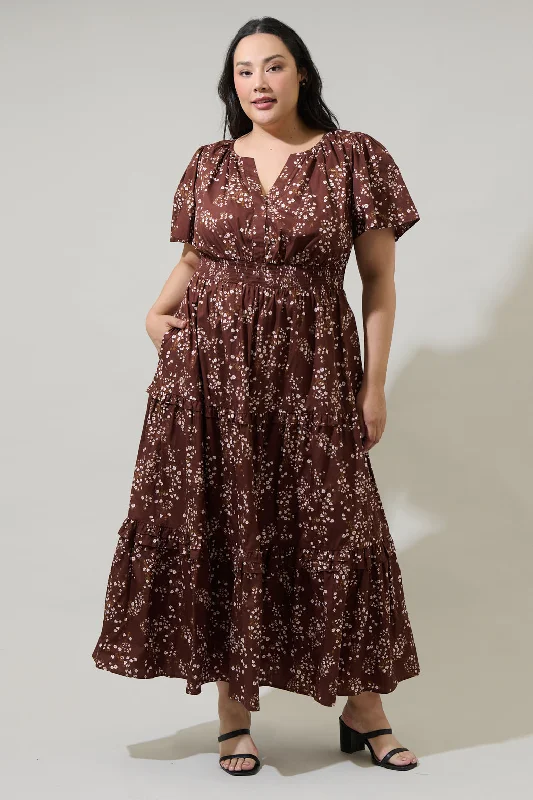 Gibson Floral Palmer Poplin Tiered Maxi Dress Curve Cozy Knitted Maxi Dress