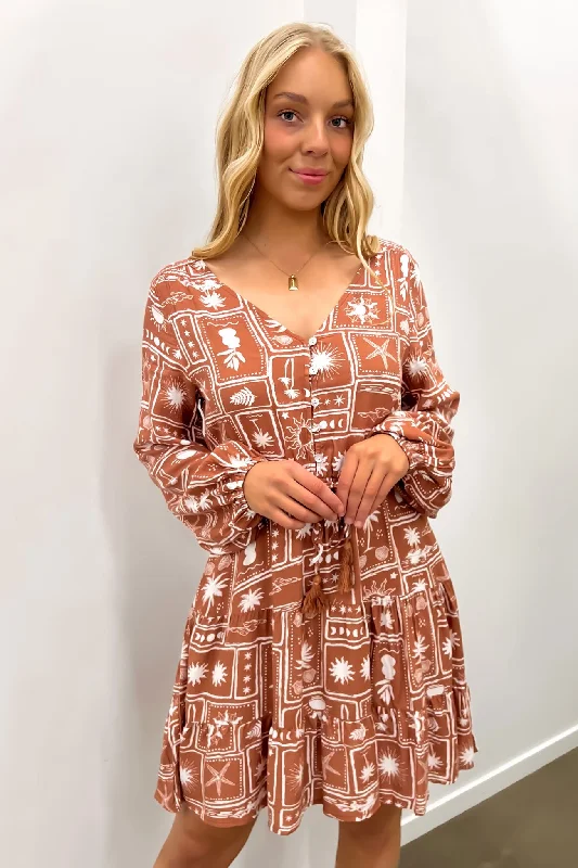 Gina Mini Dress Tan Vacay Cozy Sweater Mini Dress