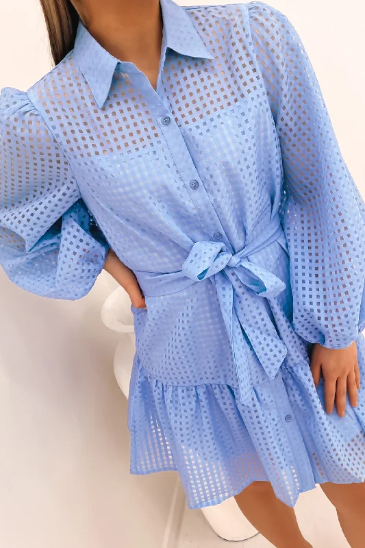 Grayce Mini Dress Blue Elegant Mini Dress with Pleats