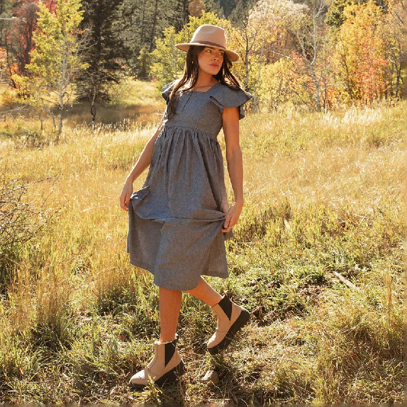 Hailey Maxi Dress, Black Chambray Cozy Ribbed Maxi Dress