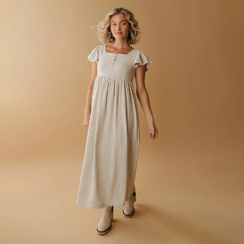 Hailey Maxi Dress, Natural Fashionable Layered Maxi Dress