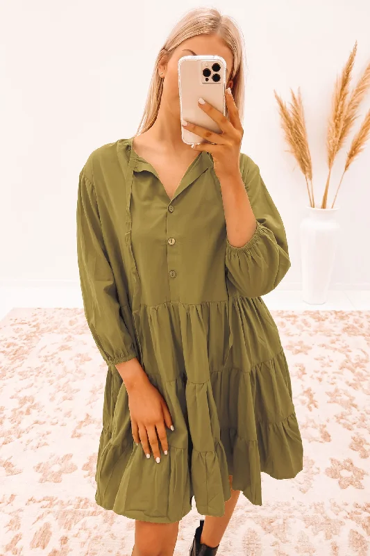 Karletta Mini Dress Khaki Fashionable Summer Mini Dress