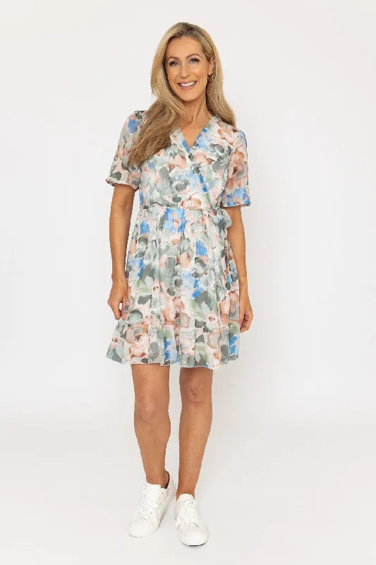 Khaki Short Sleeve Rosie Mini Dress Fashionable Off-Shoulder Mini Dress