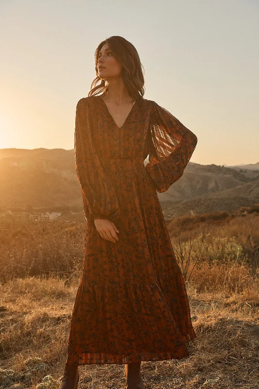 Leoben Floral Kent Long Sleeve Maxi Dress Trendy Printed Maxi Dress