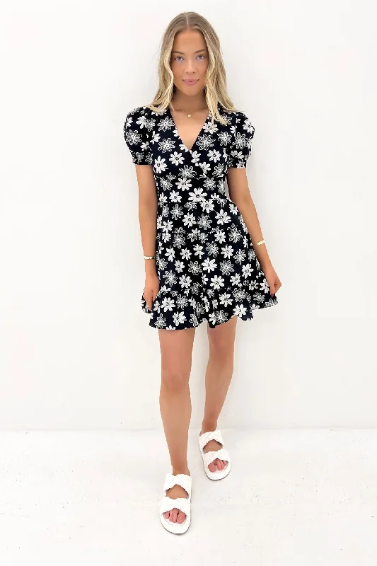 Liana Mini Dress Print Stylish Ribbed Mini Dress