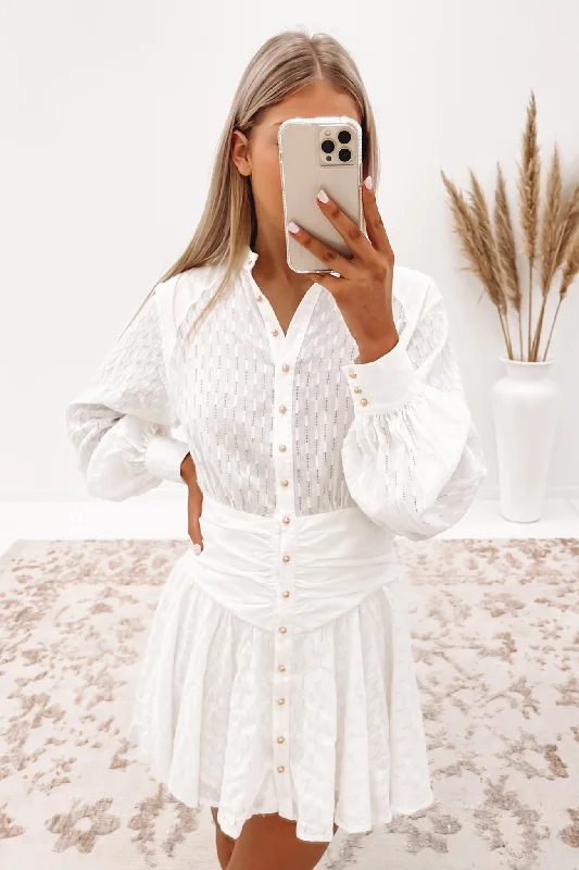 Maddelyn Mini Dress White Cozy Knitted Mini Dress