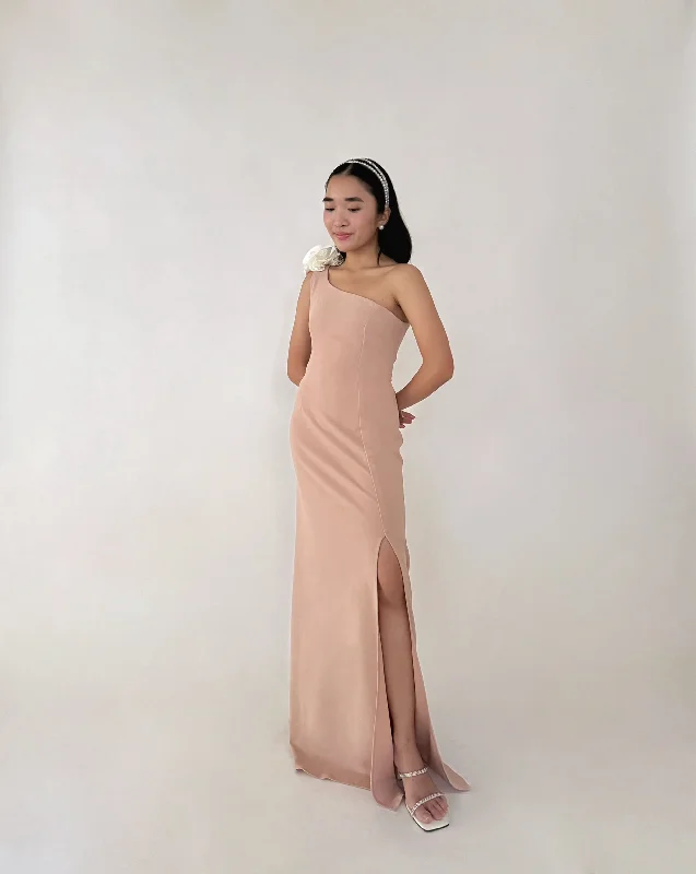 Margaret maxi dress (NUDE BLUSH) Comfortable Maxi Dress with Belt