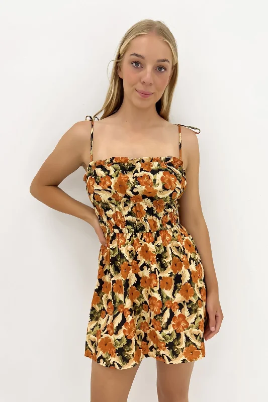 Margot Floral Mini Dress Print Stylish Sweetheart Neck Mini Dress