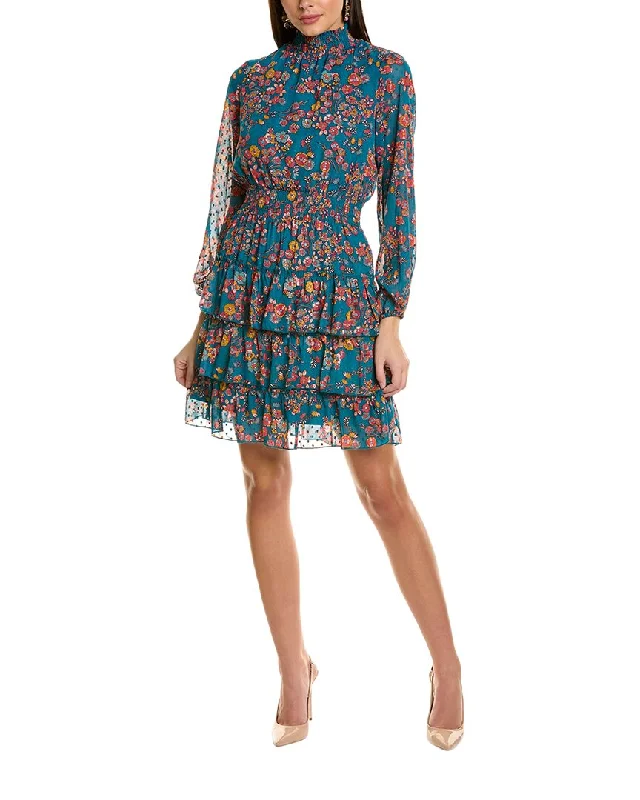 Nanette Nanette Lepore Clipped Dot Mini Dress Elegant Floral-Print Mini Dress