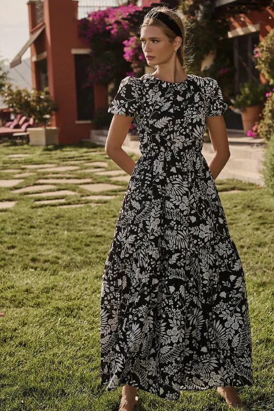 Pine Hill Floral Becca Tiered Maxi Dress Comfortable Pleated Maxi Dress
