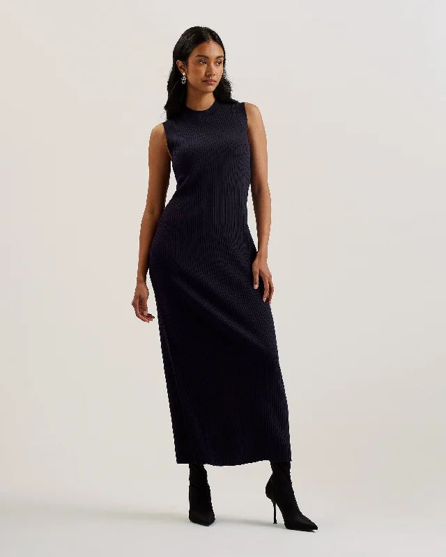 Sandiii Ribbed Crew Neck Knitted Column Maxi Dress Navy Stylish Button-Up Maxi Dress Sandiii Ribbed Crew Neck Knitted Column Maxi Dress Navy Stylish Button-Up Maxi Dress