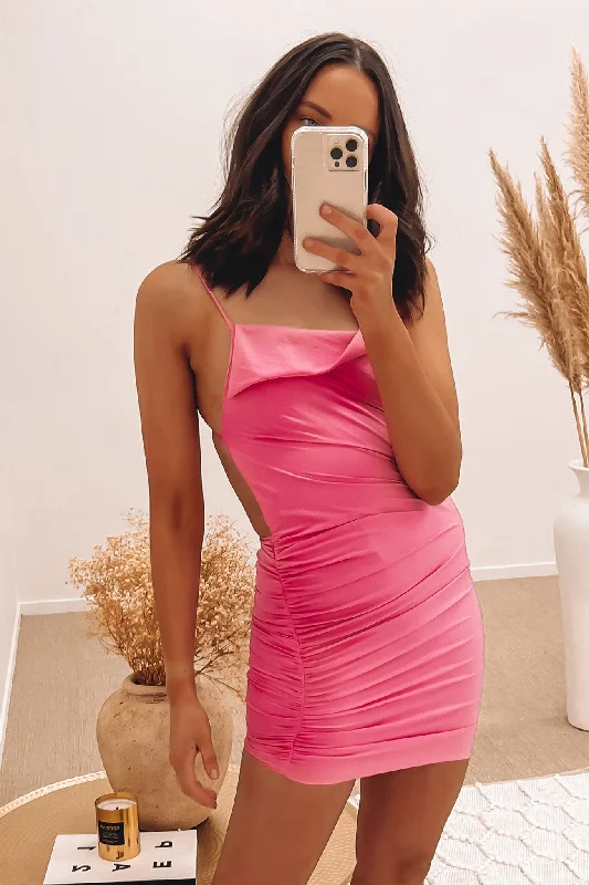 Scarlett Mini Dress Pink Casual Mini Dress with Pockets