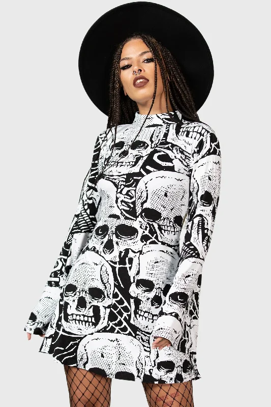 Skeleton Season Mini Dress Stylish Ribbed Mini Dress