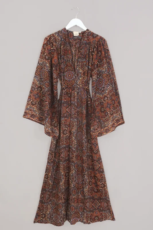Stevie Maxi Dress in Jagger Lilac & Rust Mandala Fashionable Sheer Maxi Dress