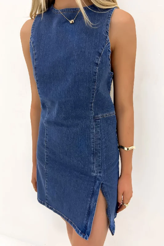 Taree Denim Mini Dress Indigo Classic Shift Mini Dress