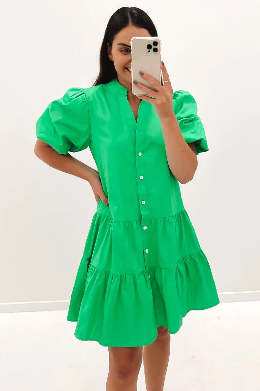 Taylor Mini Dress Green Stylish Plaid Mini Dress