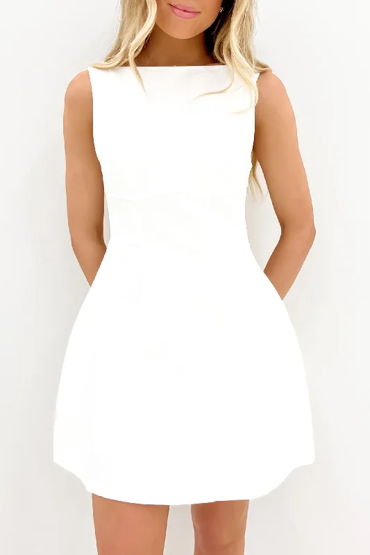Tiegan Mini Dress White Fashionable Mini Dress with Frills