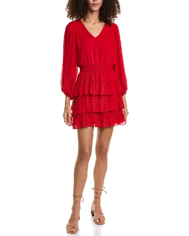 Vince Camuto Balloon Sleeve Ruffles Mini Dress Fashionable Lace Mini Dress