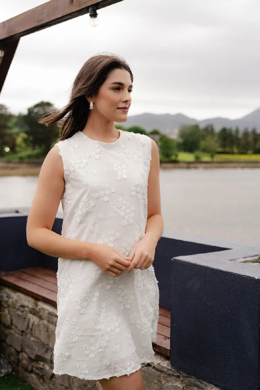 White Embroidered Mini Dress Trendy Bodycon Mini Dress