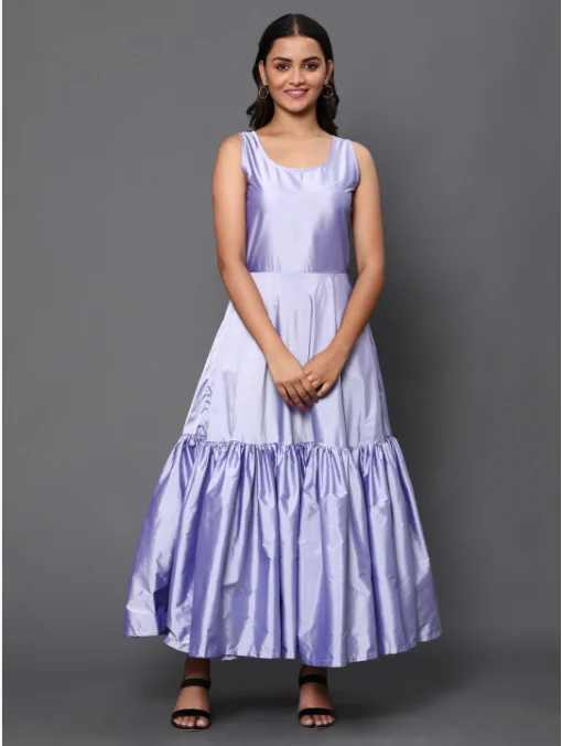 Women's Lavender Maxi Dress - Khumaar-Shuchi Bhutani Chic Boho Print Maxi Dress