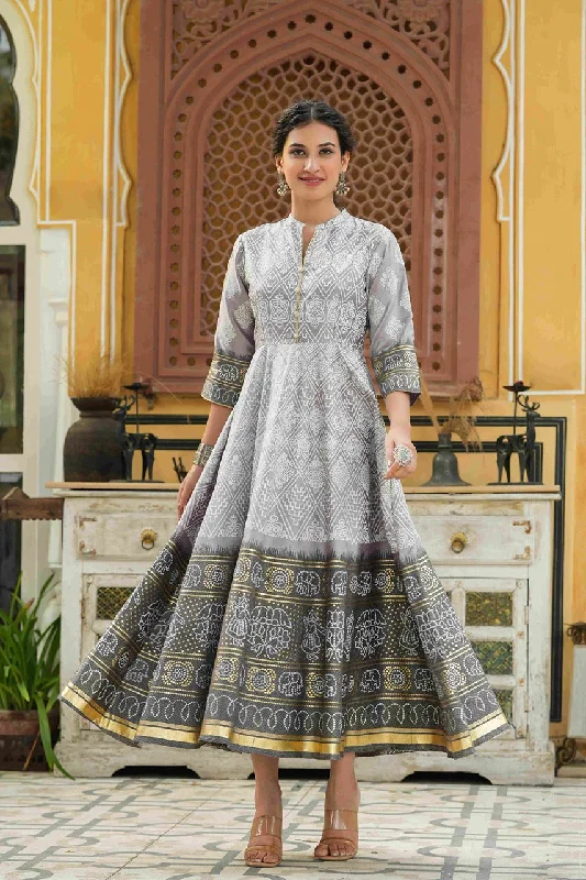 Women's Grey Shantoon Printed Flared Maxi Dress - Juniper Trendy Floral Print Maxi Dress Women's Grey Shantoon Printed Flared Maxi Dress - Juniper Trendy Floral Print Maxi Dress
