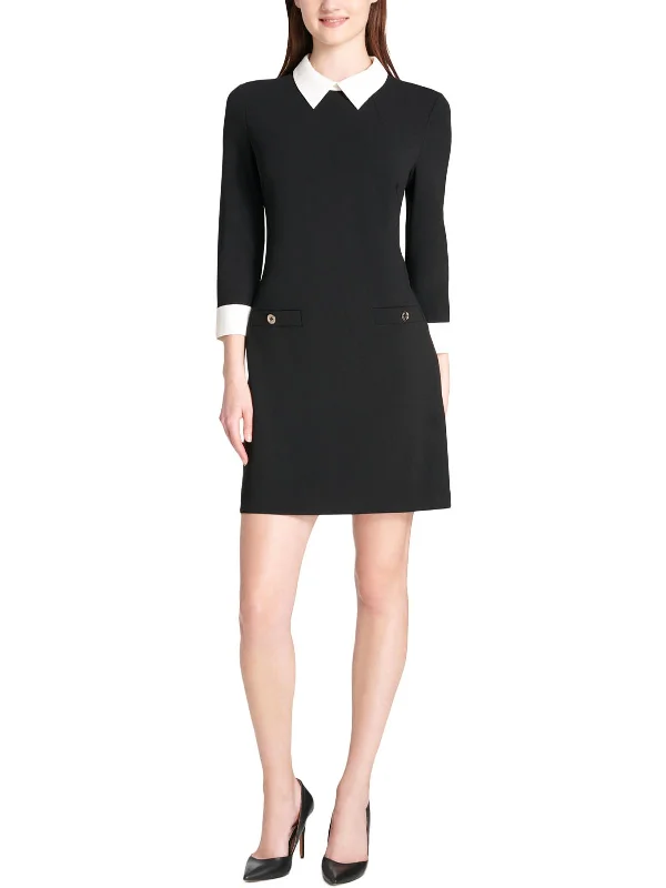 Womens Contrast Trim Embellished Mini Dress Fashionable Polka Dot Mini Dress