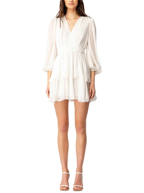 Womens V-Neck Short Mini Dress Comfortable Bodycon Mini Dress