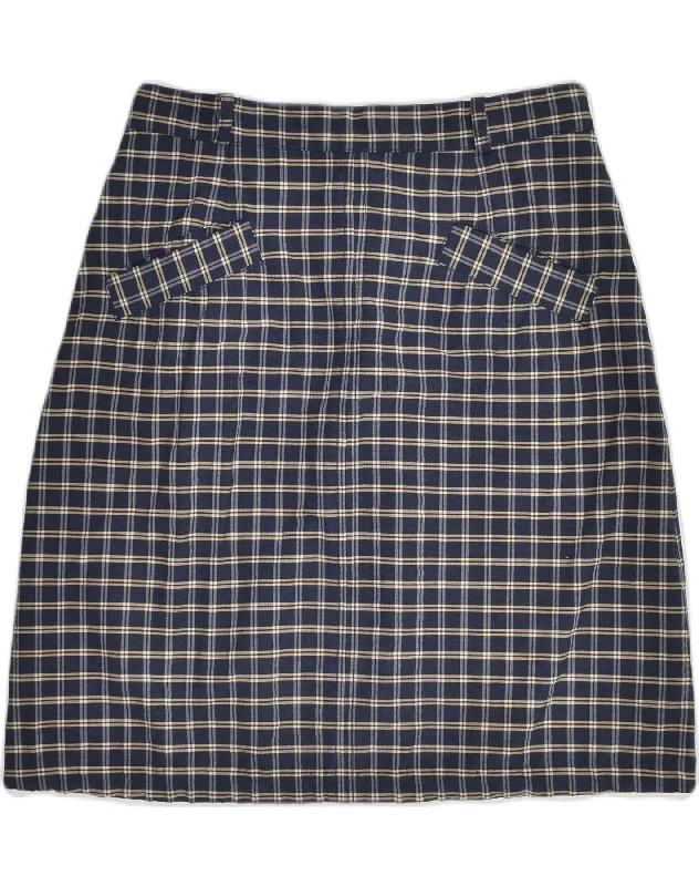 BELFE & BELFE Womens A-Line Skirt IT 44 Medium W29 Navy Blue Check breathable skirt fabric BELFE & BELFE Womens A-Line Skirt IT 44 Medium W29 Navy Blue Check breathable skirt fabric
