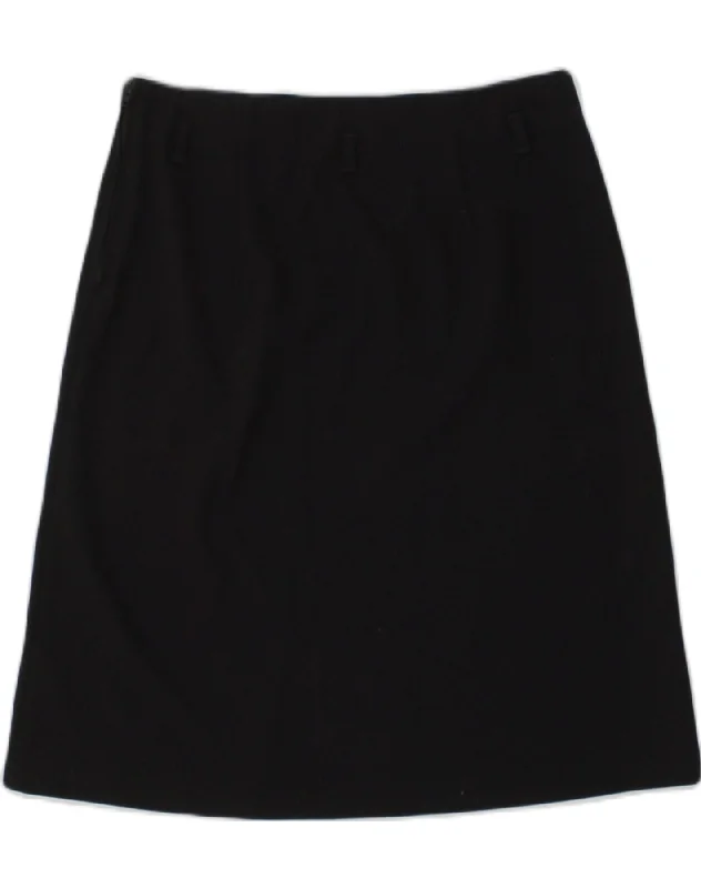 BENETTON Womens A-Line Skirt IT 40 Small W28  Black Polyester linen skirt airy
