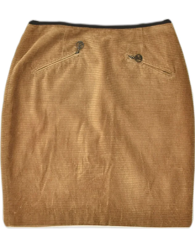 BENETTON Womens Corduroy Skirt IT 44 Medium W30 Brown Cotton silk skirt smooth