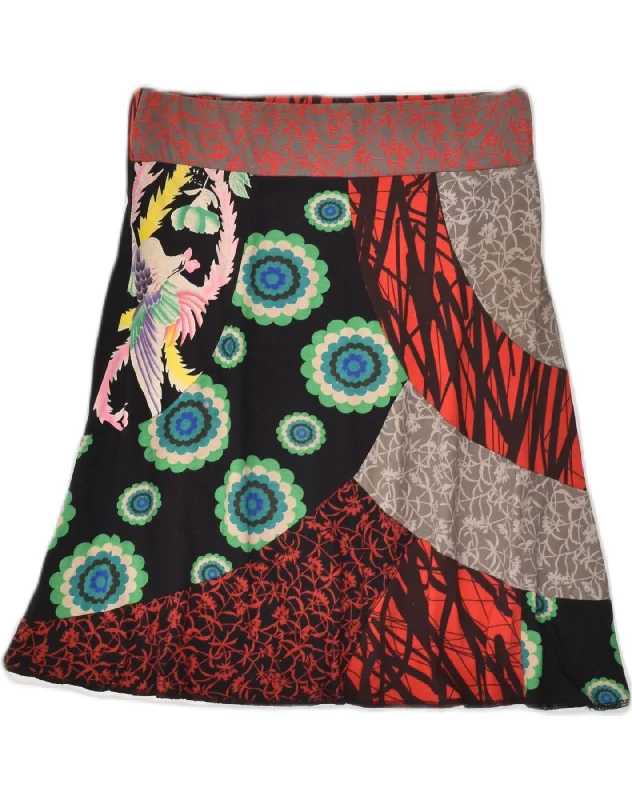 DESIGUAL Womens A-Line Skirt UK 12 Medium W28 Multicoloured Patchwork chiffon skirt flowing DESIGUAL Womens A-Line Skirt UK 12 Medium W28 Multicoloured Patchwork chiffon skirt flowing