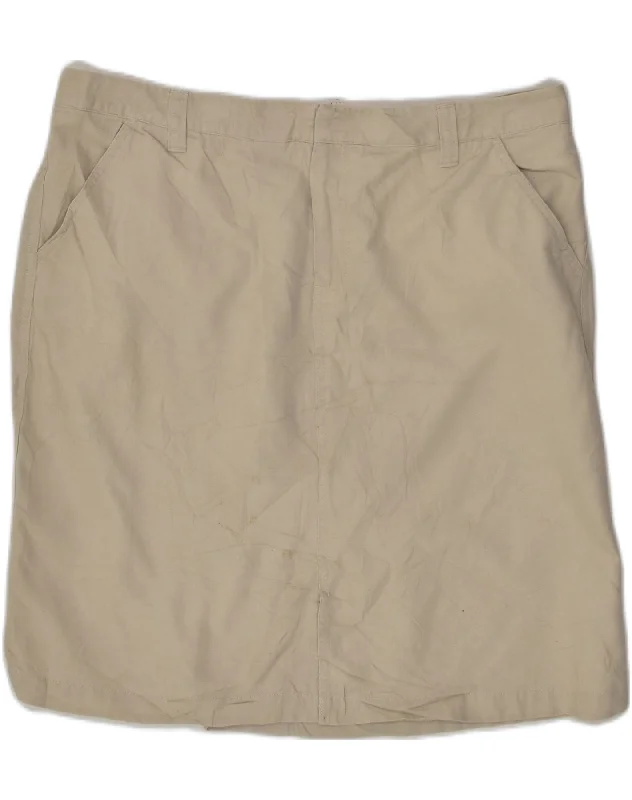 EDDIE BAUER Womens Straight Skirt US 14 XL W36 Beige Cotton denim skirt fashionable