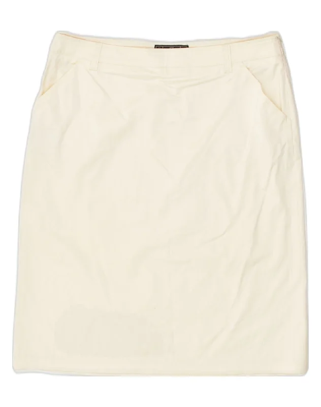 FENDI Womens Straight Skirt IT 46 Large W32 Beige Viscose flowy skirt hem
