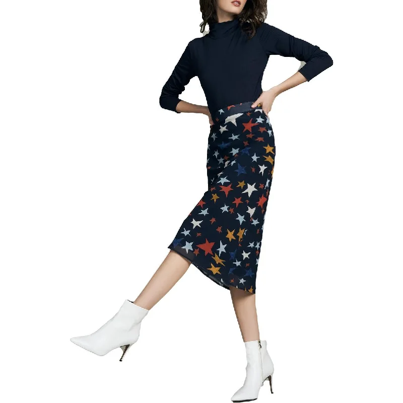 Hutch Womens Printed Sheer Straight Skirt vintage skirt charm