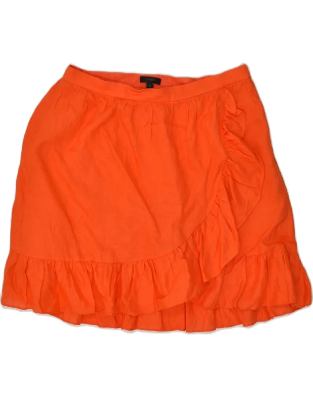 J. CREW Womens A-Line Skirt US 14 XL W34  Orange Linen corduroy skirt comfortable