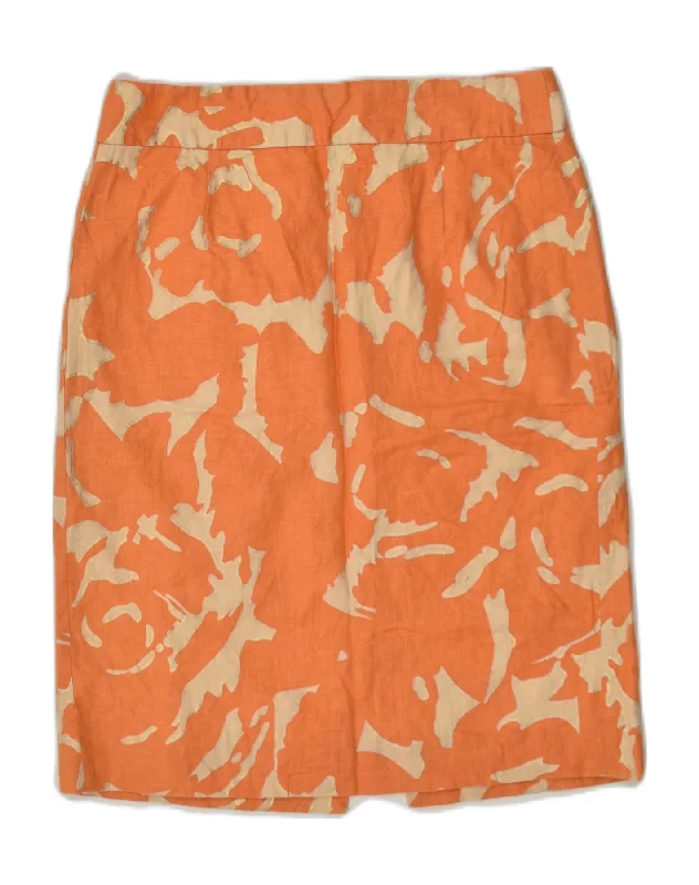 J. CREW Womens Crazy Pattern Straight Skirt US 2 XS W26 Orange Tie Dye zip skirt side J. CREW Womens Crazy Pattern Straight Skirt US 2 XS W26 Orange Tie Dye zip skirt side