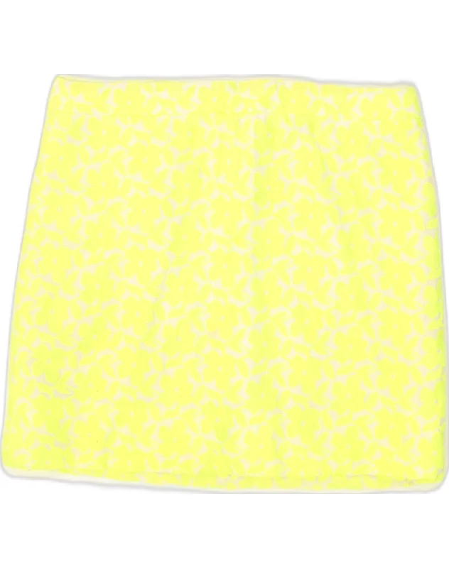 J. CREW Womens Mini Skirt US 8 Medium W32  Yellow Floral Cotton cashmere skirt rich