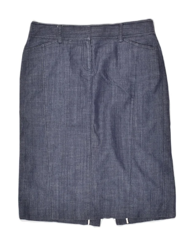 J. CREW Womens Straight Skirt US 10 Large W32 Navy Blue Cotton lace skirt intricate