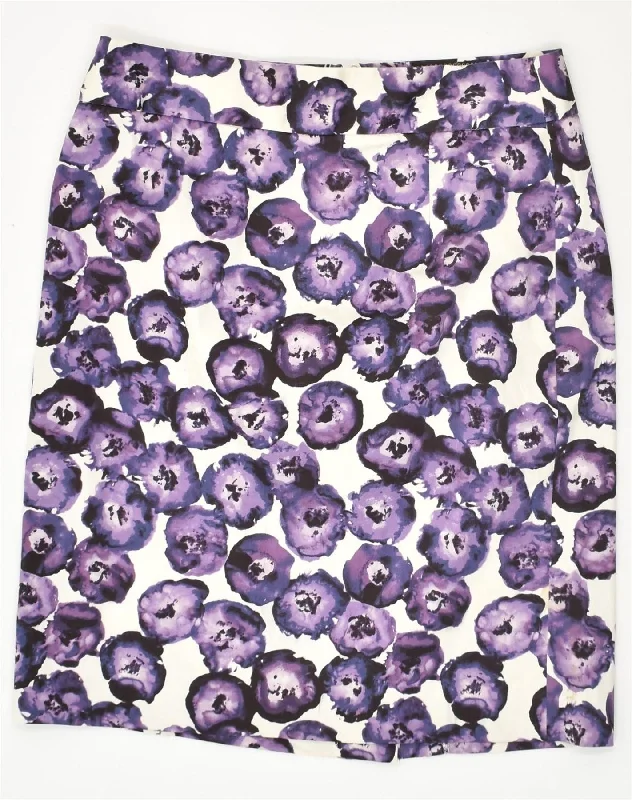 J. CREW Womens Straight Skirt US 6 Medium W30 Purple Floral Cotton casual skirt length J. CREW Womens Straight Skirt US 6 Medium W30 Purple Floral Cotton casual skirt length