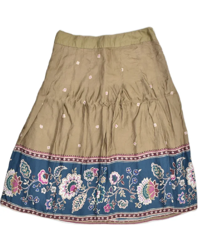JACKPOT Womens A-Line Skirt US 3 Small W30 Khaki Colourblock casual skirt length