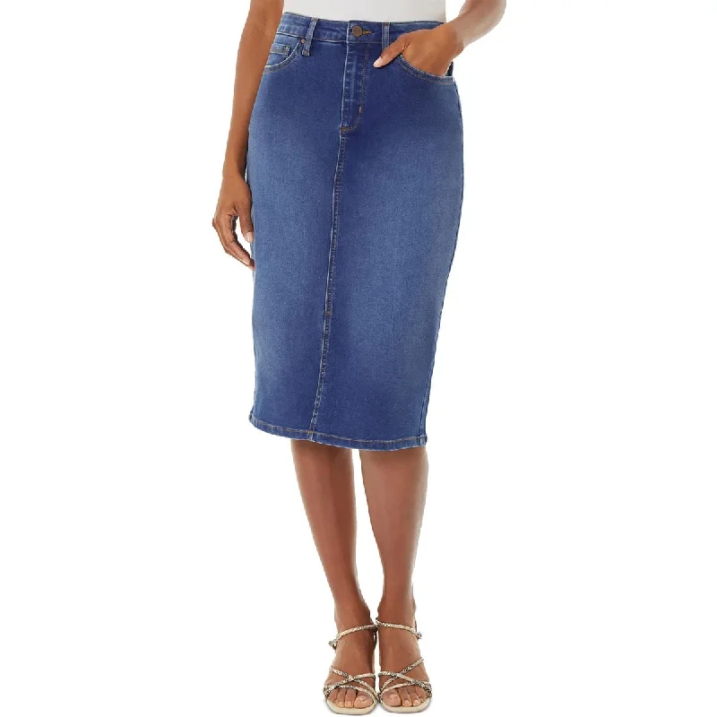 Jones New York Womens Lexington Knee-Length Slit Denim Skirt denim skirt trendy