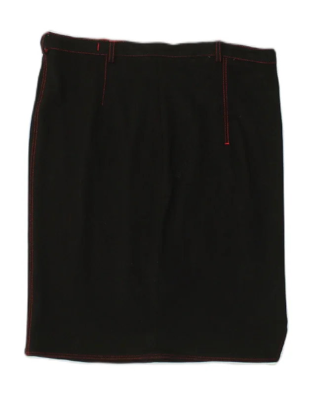 KRIZIA JEANS Womens Straight Skirt UK 10 Small W34 Black Viscose wool skirt warm