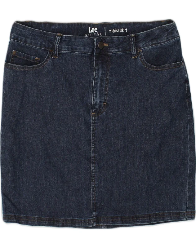 LEE Womens Rider Midrise Denim Skirt US 14 XL W36  Blue Cotton silk skirt sleek
