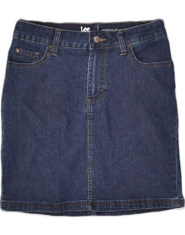 LEE Womens Riders Midrise Denim Skirt US 6 Medium W30 Navy Blue Cotton lace skirt romantic