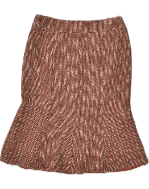 LUISA SPAGNOLI Womens Trumpet Skirt IT 46 Large W28 Brown Flecked Wool leather skirt refined LUISA SPAGNOLI Womens Trumpet Skirt IT 46 Large W28 Brown Flecked Wool leather skirt refined