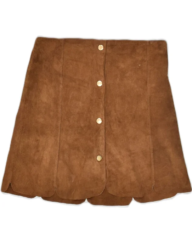 MANGO Womens Leather Skirt EU 38 Medium W28 Brown Leather wool skirt breathable