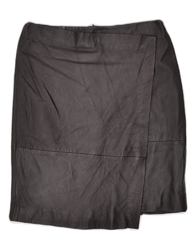 MANGO Womens Leather Skirt EU 38 Medium W30 Black Leather denim skirt classic