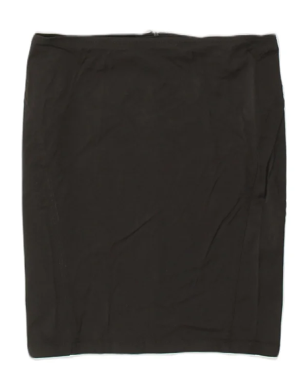 NEWPENNY Womens Zip Straight Skirt UK 14 Large W32  Black Nylon a-line skirt cut