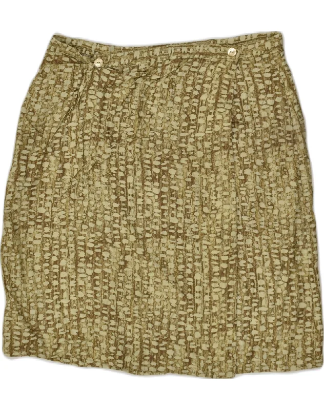 OMBRALUCE Womens Wrap Skirt IT 48 XL W32 Khaki Animal Print cashmere skirt fine